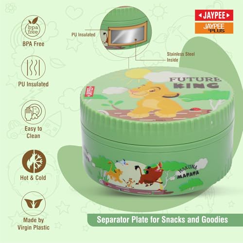 JAYPEE Unimunch PU Insulated Inner Stainless Steel Lunch Box with Steel Dish | Spillproof Ideal for Snacks| Easy to Carry Non Toxic |Safe for Storing Food,375 ml, Green - Image 2