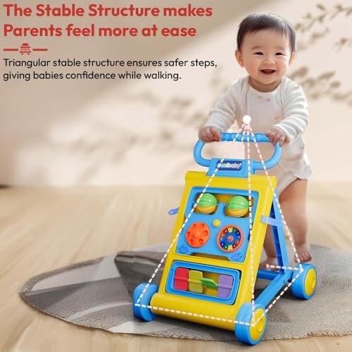 Uonibaby by StarAndDaisy Baby Walkers for 6-18 Month Baby Boy & Girl/Baby Activity Walker Learning Push Walker with Foldable Music and Toy Bar/Walker for Kids (Push Walker -Yellow) - Image 8