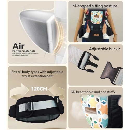 StarAndDaisy 4-in-1 Baby Carrier for 0 to 3 Year Baby/Kangaroo Bag with Comfortable Soft Hip Seat/Baby Carrier - 4 Carrying Positions, 2 Storage Pockets (Blue) - Image 3