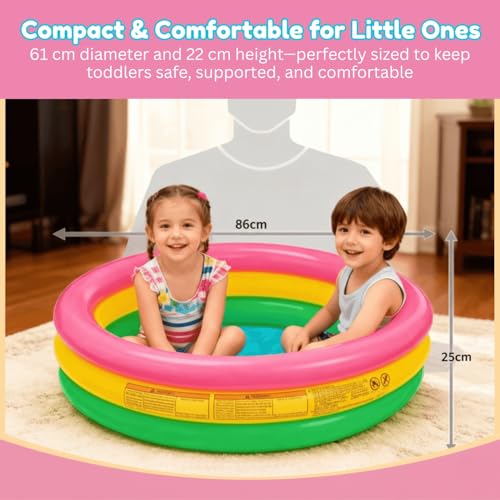 Toy Imagine 3 ft Inflatable Swimming Pool for Kids 0β3 Years | Sunset Glow Round Colourful Ring Baby Bath Tub | Portable Home & Outdoor Water Pool for Toddlers β Small Size Fits 2 Kids - Image 2