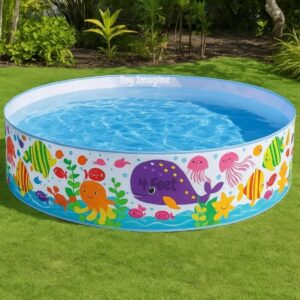 Toy Imagine 4 Feet Non-Inflatable Kids Swimming Pool | Foldable Plastic Bath Tub for Kids 1–5 Years | No Air Pump Required | Portable Water Play Pool for Home Garden & Outdoor Use Holi & Summer