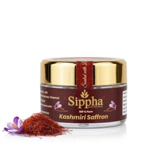 Sippha Kashmiri Saffron Grade 1 (1g) – 100% Pure Kesar Threads, Deep Red Stigmas, Rich Color & Natural Aroma – Premium Kesar for Milk, Sweets, Biryani, Skincare & Wellness, antioxidant.