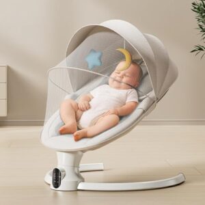 StarAndDaisy Swing Rocker for Baby with Automatic 5-Level Swing – Infant & Toddler Rocking Chair with 3-Level Adjustable Backrest, Baby Rocker with Remote Control -White
