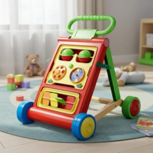 Uonibaby by StarAndDaisy Baby Walkers for 6-18 Month Baby Boy & Girl/Baby Activity Walker Learning Push Walker with Foldable Music and Toy Bar/Walker for Kids (Push Walker - Red)