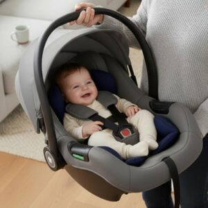 StarAndDaisy 2-in-1 Carry Cot for Newborn Baby/car seat with Adjustable Handle, 3-Point Safety Belt & Removable Canopy/Portable Baby Cot/Baby/Infant, Toddler Car Seat for 0–2 Years - Blue