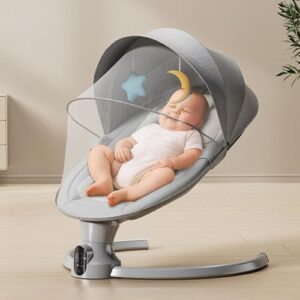 StarAndDaisy Swing Rocker for Baby with Automatic 5-Level Swing – Toddler & Infant Rocking Chair with 3-Level Adjustable backrest & Remote Control Rocker-Grey