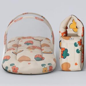 StarAndDaisy 2-in-1 Baby Sleeping Bag with Mosquito Net for Newborn/Soft & Breathable Cotton Sleeping Sack Cum Wrapper/Foldable Bag for Baby Protection/Infant (0-12 Months) (Rainbow-Print)