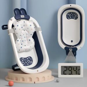 StarAndDaisy Baby Bath Tub for 0 to 5 Years/Folding Large Baby Bathtub with Temperature Meter/Safe & Comfortable Bathing tub for Kids