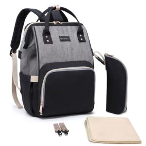 Motherly Crown Combo Melange Fabric Diaper Bag for Mothers for Travel With Warranty | Spacious Diaper Bags for Mom | baby bag for mother travel | Maternity Bags for Mother and Baby - Black And Grey