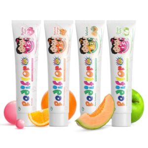PEDIFLOR Kidz Anti-Cavity Fluoride Toothpaste Pack of 4 (70g Each) | Doctor Recommended Kids Toothpaste | Green Apple, Bubblegum, Orange & Melon Flavours | Cavity Prevention & Vegan-Friendly Oral Care