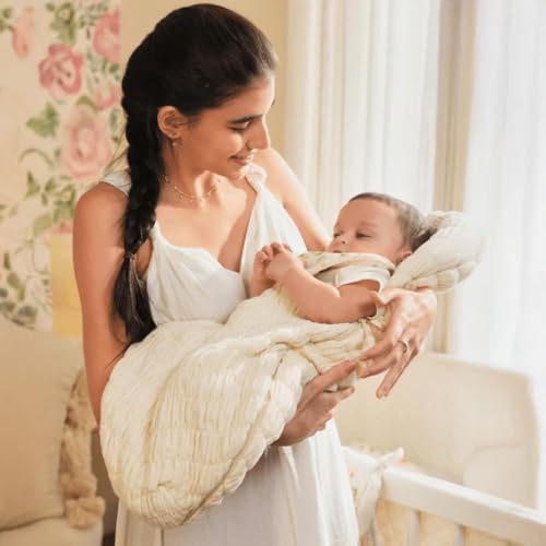 StarAndDaisy Baby Sleeping Bag for Newborn Boy & Girl/Baby Bedding Set for New Born/Organic Premium Cotton and Comfortable for 0-12 Months/Foldable & Washable Cotton Design -Peach - Image 2