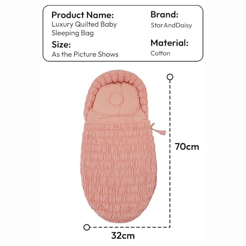 StarAndDaisy Baby Sleeping Bag for Newborn Boy & Girl/Baby Bedding Set for New Born/Organic Premium Cotton and Comfortable for 0-12 Months/Foldable & Washable Cotton Design -Peach - Image 3