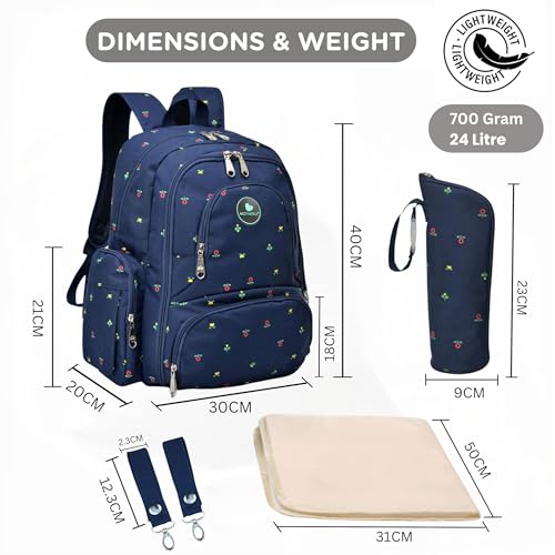 Motherly Elite Diaper Bag for Mothers for Travel, Maternity Bag for Newborn Baby, Mother Travelling Bag, Multiple Pocket Water Resistant Hospital Bag for moms with complimentary offers (Blue Flower) - Image 5