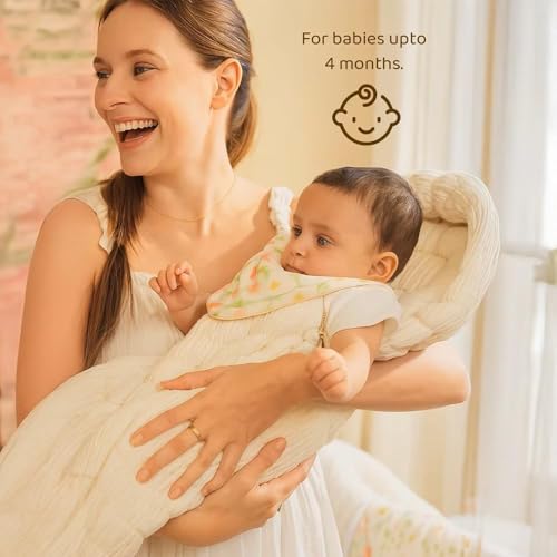 StarAndDaisy Baby Sleeping Bag for Newborn Boy & Girl/Baby Bedding Set for New Born/Organic Premium Cotton and Comfortable for 0-12 Months/Foldable & Washable Cotton Design -Peach - Image 7