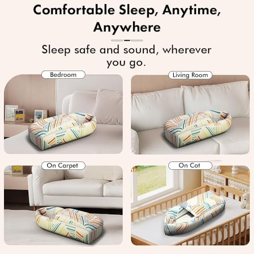 StarAndDaisy Baby Carry Nest Combo Set for 0–12 Months | Baby Lounger, Bedding Nest & Mosquito Net | Soft Mattress with Side Cushions (Check Print) - Image 6