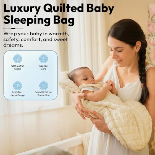 StarAndDaisy Baby Sleeping Bag for Newborn Boy & Girl/Baby Bedding Set for New Born/Organic Premium Cotton and Comfortable for 0-12 Months/Foldable & Washable Cotton Design -Peach - Image 4