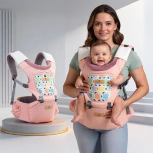 StarAndDaisy 4-in-1 Baby Carrier for 0 to 3 Year Baby/Kangaroo Bag with Comfortable Soft Hip Seat/Baby Carrier - 4 Carrying Positions with 2 Storage Pockets - Blue (4-in-1 Pink)