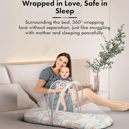 StarAndDaisy Baby Carry Nest Combo Set for 0–12 Months | Baby Lounger, Bedding Nest & Mosquito Net | Soft Mattress with Side Cushions (Check Print) - Image 3
