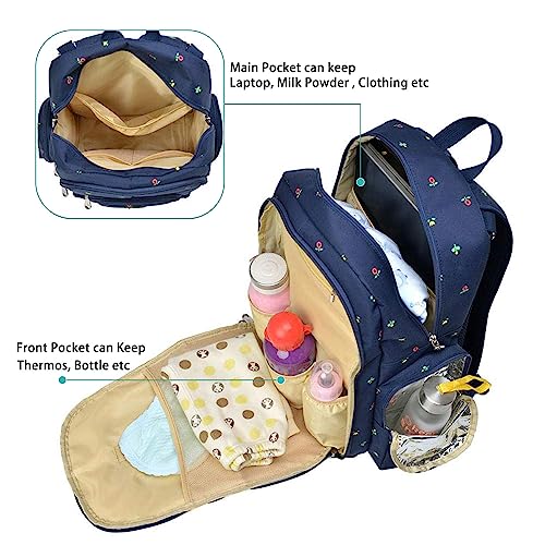 Motherly Elite Diaper Bag for Mothers for Travel, Maternity Bag for Newborn Baby, Mother Travelling Bag, Multiple Pocket Water Resistant Hospital Bag for moms with complimentary offers (Blue Flower) - Image 4