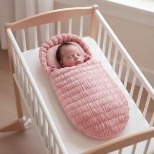 StarAndDaisy Baby Sleeping Bag for Newborn Boy & Girl/Baby Bedding Set for New Born/Organic Premium Cotton and Comfortable for 0-12 Months/Foldable & Washable Cotton Design -Peach