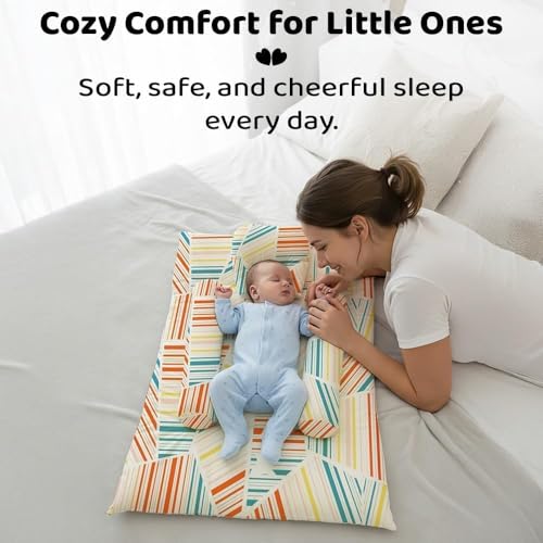 StarAndDaisy Baby Carry Nest Combo Set for 0–12 Months | Baby Lounger, Bedding Nest & Mosquito Net | Soft Mattress with Side Cushions (Check Print) - Image 4