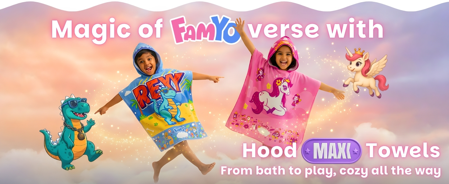 hood maxx poncho towel for kids from famyo