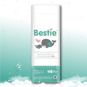 Bestie 48 Pieces All Round Protection Baby Diaper Pants Double Layer Leakage Skin Protection Soft High Absorbent Adjustable Fit (48 Pieces) (Size-L)
