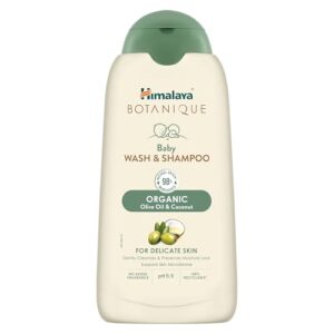 Himalaya Botanique Baby Wash & Shampoo 200 ml | Organic | Preserve Moisture Lock | No Tears | Dermatologically Tested | Helps Protect Skin Barrier | pH 5.5 | Hypoallergenic | No Added Fragrance
