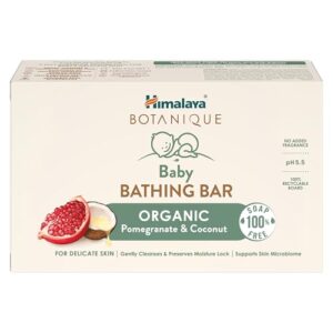 Himalaya Botanique Baby Bathing Bar 125g | Organic | Preserve Moisture Lock | No Tears | Dermatologically Tested | Helps Protect Skin Barrier | pH 5.5 | Hypoallergenic | No Added Fragrance