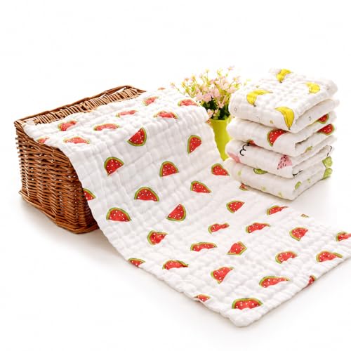 MOM CARE Muslin Burp Cloth for Baby | 6 Layer Soft Cotton Burping Cloth for Newborn Baby | Reusable Baby Towels, Washcloth, Hanky & Feeding Wipe for Infants Toddlers Pack of 5