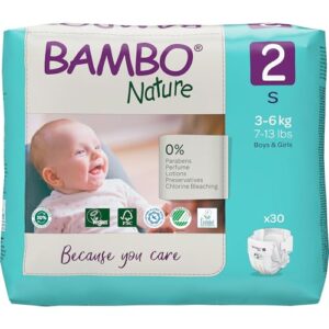 Bambo Nature Premium Baby Tape Diapers for Baby Small Size (3-6 Kgs) - Super Absorbent, Breathable, Extra Soft, Dermatologically Tested, Hypoallergenic Infant Nappies With Wetness Indicator, 30 Count