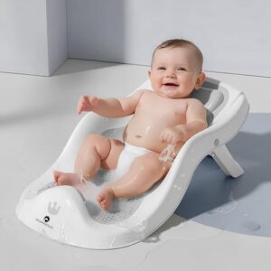 StarAndDaisy Baby Bath Seat Newborn to 0-18 Months, Non-Slip, Adjustable, Portable, Comfortable, Hygienic Baby Bather -Grey