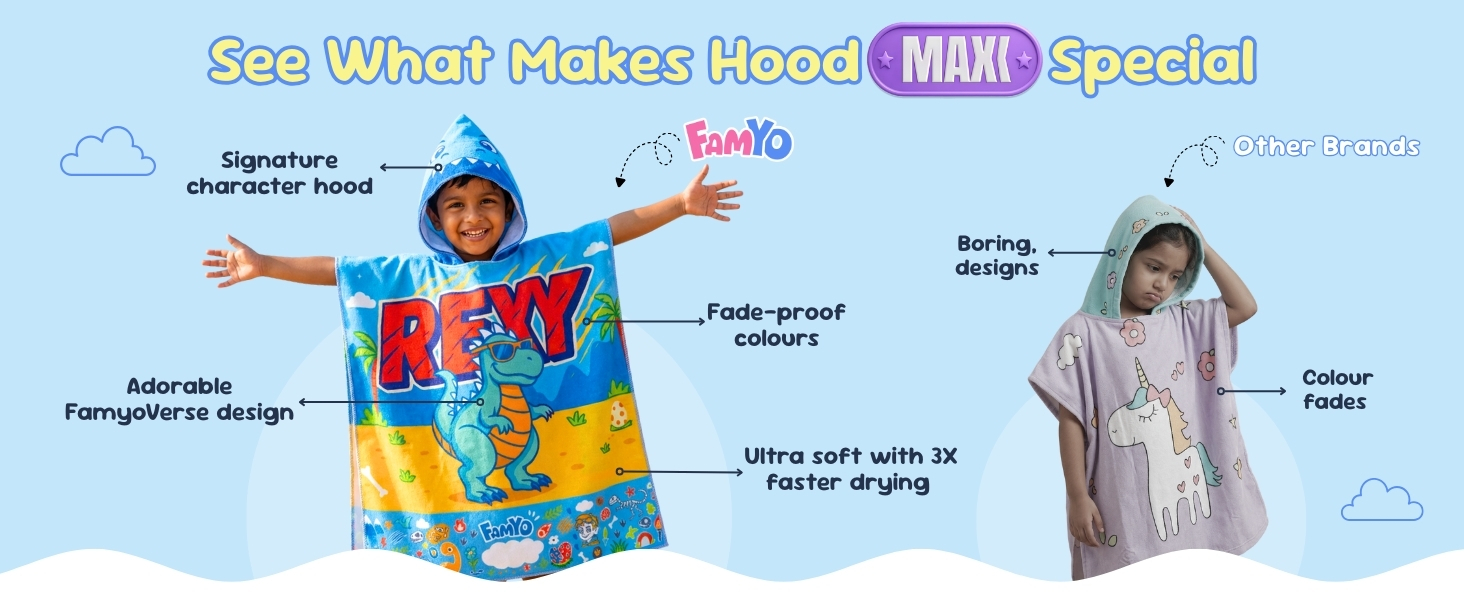 hood maxx poncho towel for kids from famyo