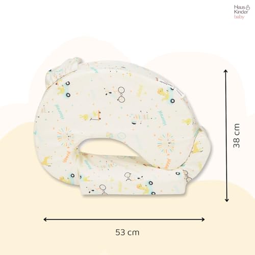haus & kinder Baby Feeding Pillow for New Born Baby, Breastfeeding & Nursing Pillow with Removable Cover, Posture Support with Pocket, Adjustable Strap, 0–24 Months (Animal Circus) - Image 6
