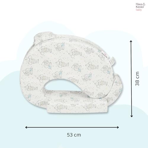 haus & kinder Baby Feeding Pillow for New Born Baby, Breastfeeding & Nursing Pillow with Removable Cover, Posture Support with Pocket, Adjustable Strap, 0–24 Months (Baby Ele) - Image 6