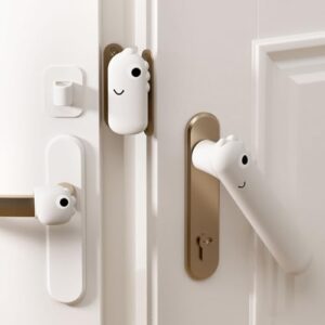 SNOWIE SOFT Silicone Lever Handle Knob Cover Door Cushion Guard Set of 3 Pcs Door Stopper Childproof Finger Pinch Guards Universal Childproof Guards,White