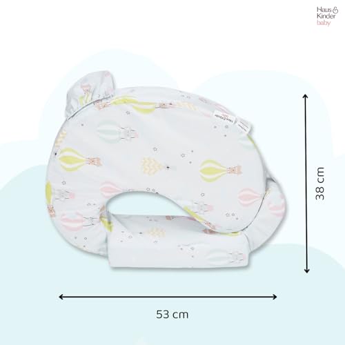 haus & kinder Baby Feeding Pillow for New Born Baby, Breastfeeding & Nursing Pillow with Removable Cover, Posture Support with Pocket, Adjustable Strap, 0–24 Months (Hot Air Balloon) - Image 6