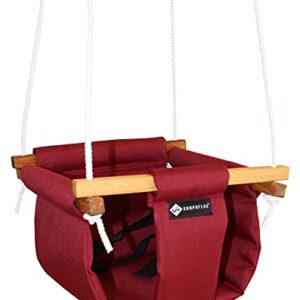 SHOPOFLUX Polyester Swing for Kids and Baby | Indoor Outdoor Hanging Jhula | 6 Months To 3 Years (Up To 25 Kg) | Maroon | Depth 8.5 Inch