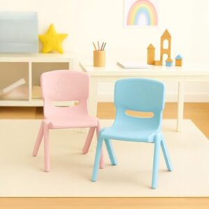HAPPY BEAR - Plastic Kids Chair for Boys and Girls,Double Chair for Kids,Study Kids Study Chair Set,Kids Chairs for 2 3 4 5 to 10 Years, Pack of 2 (Blue, Pink)