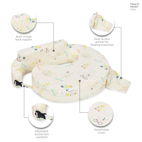 haus & kinder Baby Feeding Pillow for New Born Baby, Breastfeeding & Nursing Pillow with Removable Cover, Posture Support with Pocket, Adjustable Strap, 0–24 Months (Animal Circus) - Image 5