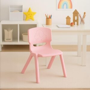 HAPPY BEAR Plastic Kids Chair | Durable and Lightweight, 9.3" Height Seat | Modern & Comfortable | Height Seat, Indoor or Outdoor Use for Boys Girls Aged 2+ (Pink)