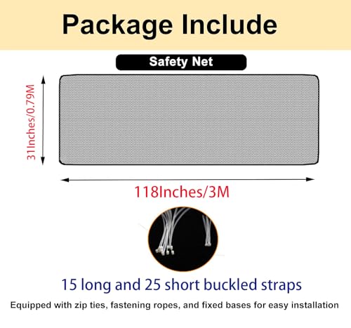 SNOWIE SOFT® Baby Safety Net for Balcony Baby Protection Stairway Baby Safety Gate Protector with 25 Nylon Ropes and 15 Plastic Buckle Safety Banister Stair Mesh for Baby Toddler Decent Mesh Fabric - Image 2