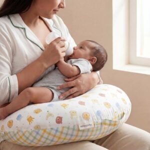 haus & kinder Baby Feeding Pillow for New Born Baby, Breastfeeding & Nursing Pillow with Removable Cover, Infant Support Cushion for 0–24 Months, Tummy Time Pillow | Animal Party