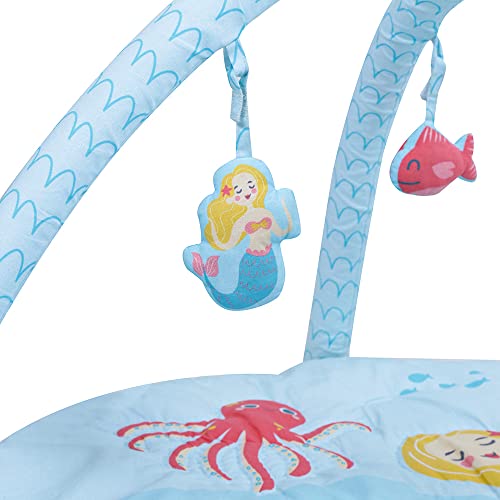 haus & kinder Baby Playgym For Babies|Activity Play Gym Mat With 5 Hanging Toys|Foldable And Durable Cotton Play Mat | Baby Crawling Mats For Floor For 0 To 24 Months (Into The Ocean), 1 Count, Blue - Image 4