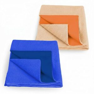 StarAndDaisy Dry Sheet for Newborn Baby Essentials/Reusable Rubber Sheet for Baby Waterproof Sheet Pack of 2, (50 X 70 cm) Extra Absorbent Quick Water Proof Bed Sheets for Kids -Orange & Blue