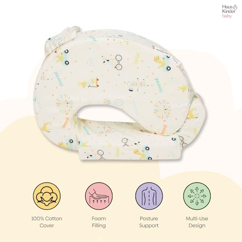 haus & kinder Baby Feeding Pillow for New Born Baby, Breastfeeding & Nursing Pillow with Removable Cover, Posture Support with Pocket, Adjustable Strap, 0–24 Months (Animal Circus) - Image 3