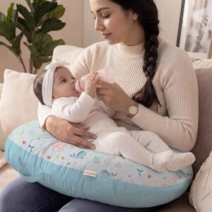 haus & kinder Baby Feeding Pillow for New Born Baby, Breastfeeding & Nursing Pillow with Removable Cover, Infant Support Cushion for 0–24 Months, Tummy Time Pillow (Vitamin Sea)