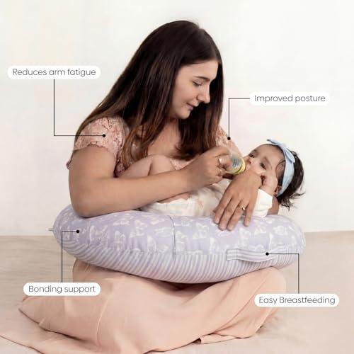 haus & kinder Baby Feeding Pillow for new Born Baby, Breastfeeding & Nursing Pillow with Removable Cover, Infant Support Cushion for 0–24 Months, Tummy Time Pillow | Fiona - Image 3