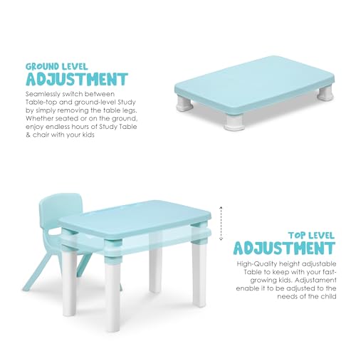 HAPPY BEAR Table and Chair Set for Kids Strong & Durable Plastic Made Rectangle Table with Box Space for Stationery 3 Level Height Adjustable (T&C2 - Blue) - Image 4