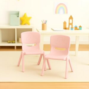 HAPPY BEAR - Plastic Kids Chair for Boys and Girls,Double Chair for Kids,Study Kids Study Chair Set,Kids Chairs for 2 3 4 5 to 10 Years, Pack of 2 (Pink)